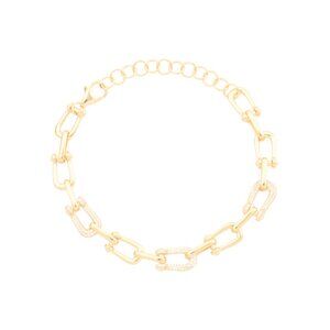 MILOR SILVER Italy 18kt Gold Plated Sterling Silver Cz Lock Chain Bracelet